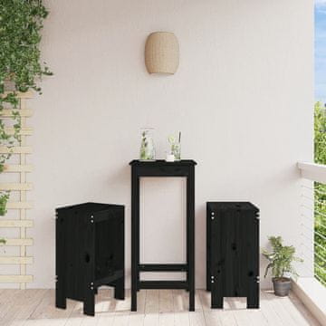 Vidaxl Barske stolice, set od 2, crne, 40x36x75 cm, borovina