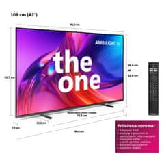 The One 43PUS8558/12 4K UHD LED televizor, AMBILIGHT tv, Google TV, 60 Hz