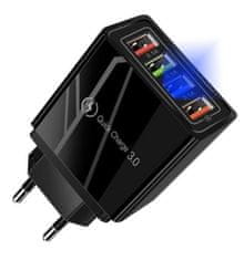 Kraft&Dele 4x USB 3.0 brzi punjač 220V sa LED 3.1A crni