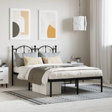 Vidaxl Metalni okvir kreveta s uzglavljem crni 120x190 cm
