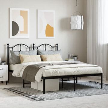 Vidaxl Metalni okvir kreveta s uzglavljem crni 140x190 cm