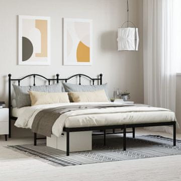 Vidaxl Metalni okvir kreveta s uzglavljem crni 160x200 cm