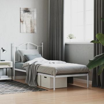 Vidaxl Metalni okvir kreveta s uzglavljem bijeli 90x190 cm