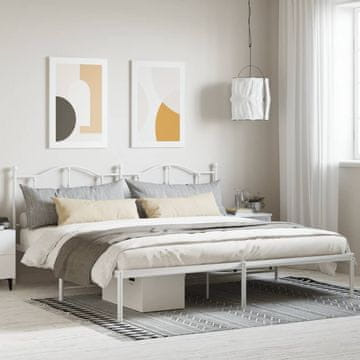Vidaxl Metalni okvir kreveta s uzglavljem bijeli 200x200 cm