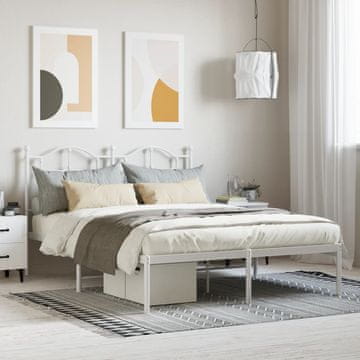 Vidaxl Metalni okvir kreveta s uzglavljem bijeli 140x190 cm