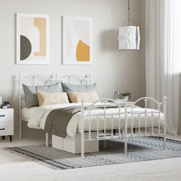 Vidaxl Metalni okvir kreveta s uzglavljem i podnožjem bijeli 120x190 cm