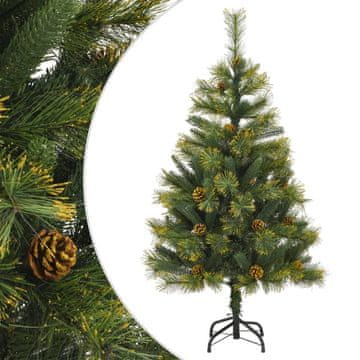 Vidaxl Umjetno božićno drvce na šarke s borovim češerima, 120 cm