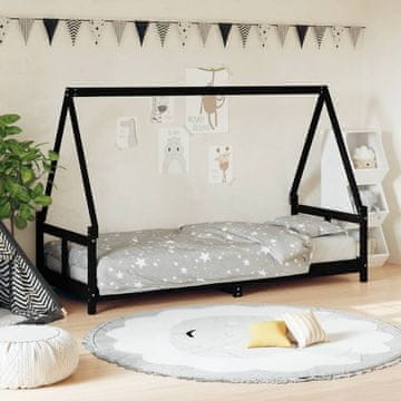 Vidaxl Okvir za krevet crni 80x200 cm masivni borov drvo