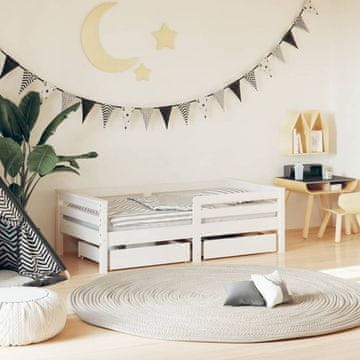 Vidaxl Dječji okvir za krevet s ladicama bijeli 70x140 cm bor