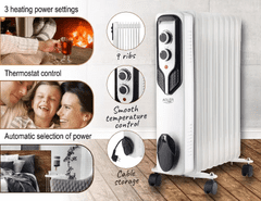 Adler Uljni grijač s 9 rebara, AD 7816, 2000W, 3 snage, termostat