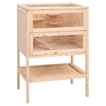 Vidaxl Kavez za hrčka 55x40x80 cm Masivno drvo jele