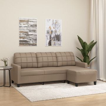 Vidaxl Trosjed s podnožjem, Cappuccino, 180 cm, umjetna koža