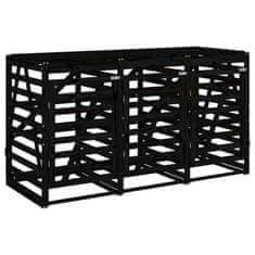 Vidaxl Trostruko spremište za kante za smeće crno od masivne borovine