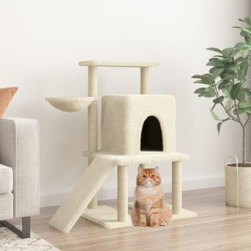 Vidaxl Grebalica za mačke sa sisal stupićima, krem, 96,5 cm
