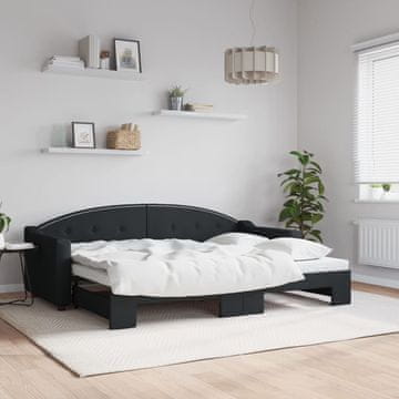 Vidaxl Produžni dnevni krevet, crna, 80x200 cm, tkanina