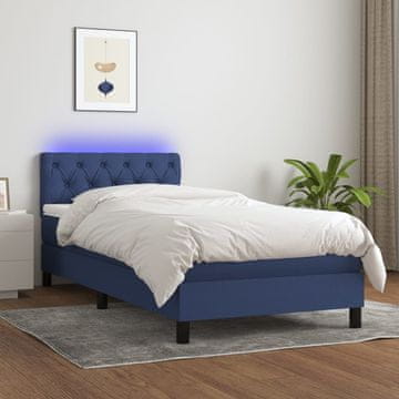 Vidaxl Krevet s boxspring podlogom i madracem, plavi, 80x200 cm, tkanina
