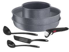 Tefal Ingenio Natural Force set posuđa, 7-dijelni, sivo-crni (L3969072)