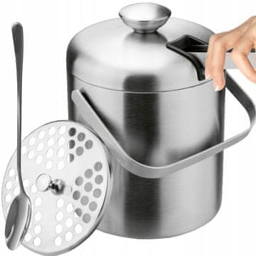 Malatec Set posuda za led od nehrđajućeg čelika - kanta 1,3L + hvataljka + žlica