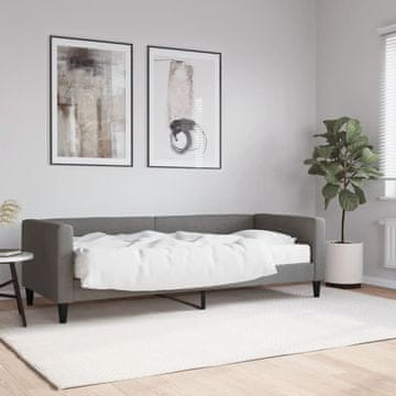 Vidaxl Kauč na razvlačenje s madracem, tamnosiva, 80x200 cm, tkanina