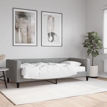 Vidaxl Kauč na razvlačenje s madracem, svijetlosiva, 90x200 cm, tkanina