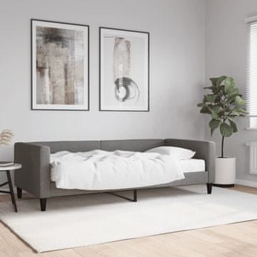 Vidaxl Kauč na razvlačenje s madracem, tamnosiva, 90x200 cm, tkanina