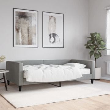 Vidaxl Kauč na razvlačenje s madracem, svijetlosiva, 100x200 cm, tkanina