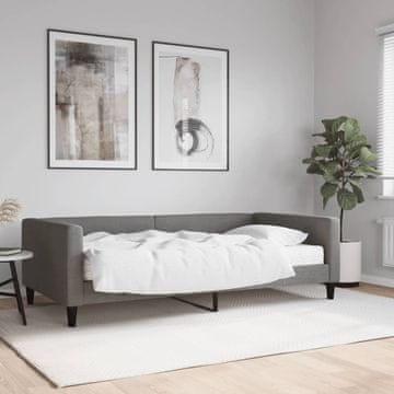 Vidaxl Kauč na razvlačenje s madracem, tamnosiva, 100x200 cm, tkanina
