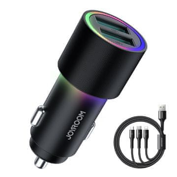 Joyroom JR-CL10 auto punjač 2x USB + kabel, crno