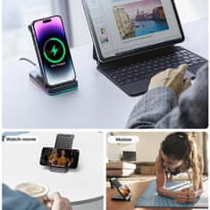 Joyroom 3in1 bežični punjač za telefon / Apple Watch / AirPods 15W, crno