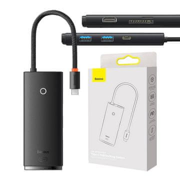 BASEUS Baseus OS Lite 6-portno vozlišče (Type-C do HDMI+USB3.0*2+PD+SD/TF) (črno)