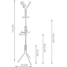 Malatec Metalna vješalica za kapute i šešire 170cm bijela
