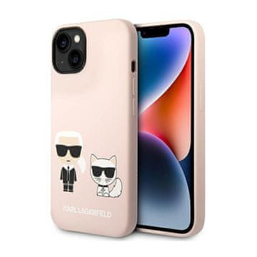 Karl Lagerfeld tekuća silikonska maskica Karl & Choupette MagSafe - iPhone 14 Plus (roza)