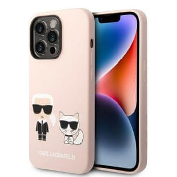 Karl Lagerfeld tekuća silikonska maskica Karl & Choupette MagSafe - iPhone 14 Pro Max (roza)