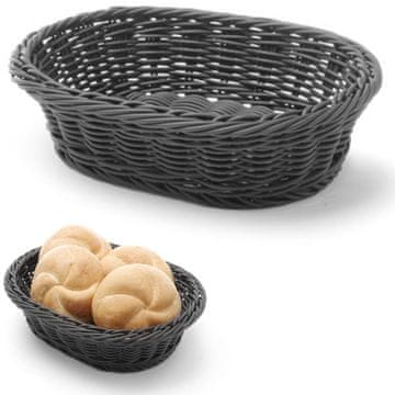 Hendi Ovalna košara za kruh od polipropilena, crna, 250x190x65 mm - 426623