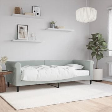 Vidaxl Kauč na razvlačenje s madracem, svijetlosiva, 80x200 cm, baršun