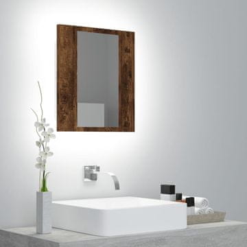 Vidaxl Kupaonski ormarić s ogledalom i LED diodama, dimljeni hrast 40x12x45 cm