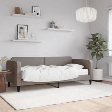 Vidaxl Kauč na razvlačenje s madracem, taupe, 80x200 cm, tkanina