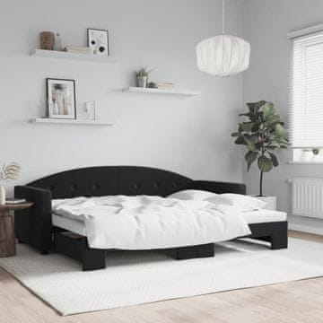 Vidaxl Raztegljiva sofa crna 80x200 cm baršun