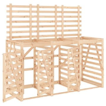 Vidaxl Trostruko spremište za kante za smeće od masivne borovine