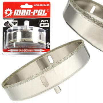 MAR-POL Dijamantna kruna pila od 100 mm za tvrdu keramiku gres mokro rezanje pocinčana