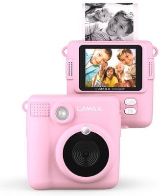Instant kamera za djecu Lamax Instakid1 lijepog dizajna rola termalnog papira sjajni efekti i okviri punjiva baterija igre rezolucija 8 mpx