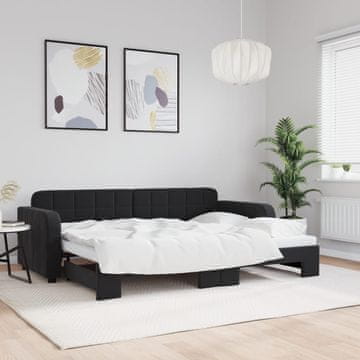 Vidaxl Raztegljiva sofa crna 80x200 cm baršun