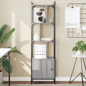 Vidaxl Biblioteka s vratima, siva sonoma hrast, 44,5 x 30 x 154,5 cm