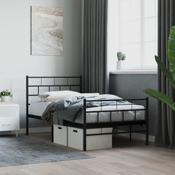 Vidaxl Metalni okvir kreveta s uzglavljem i podnožjem crni 100x200 cm