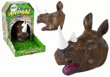 slomart LEAN TOYS Ručna lutka Nosorog, smeđa