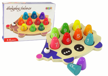 JE Drveni jež LEAN TOYS s 10 šarenih klinova