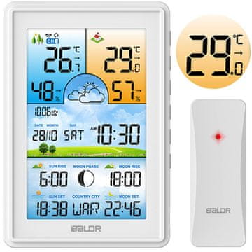 Baldr Meteorološka stanica s zaslonom BD-906 bijela