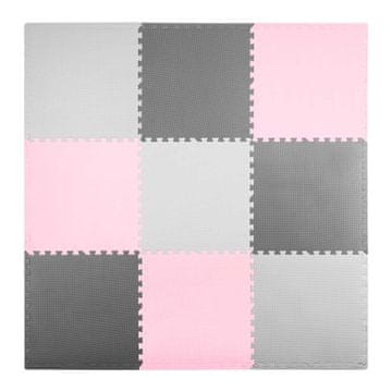 Ricokids Podloga za slagalice od pjene 180x180cm 9 komada sivo-roza