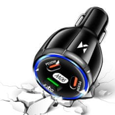 MG WCCCA auto punjač 2x USB-C / USB 90W PD QC, crno