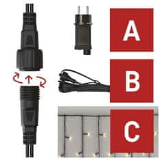 EMOS D1CW02 Classic Connection String Osnovni set - ledene svijeće, 2,5 m, vanjska, topla bijela, mjerač vremena